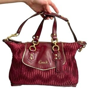 Coach Ashley Gathered Sateen Satchel - Bordeaux red rare